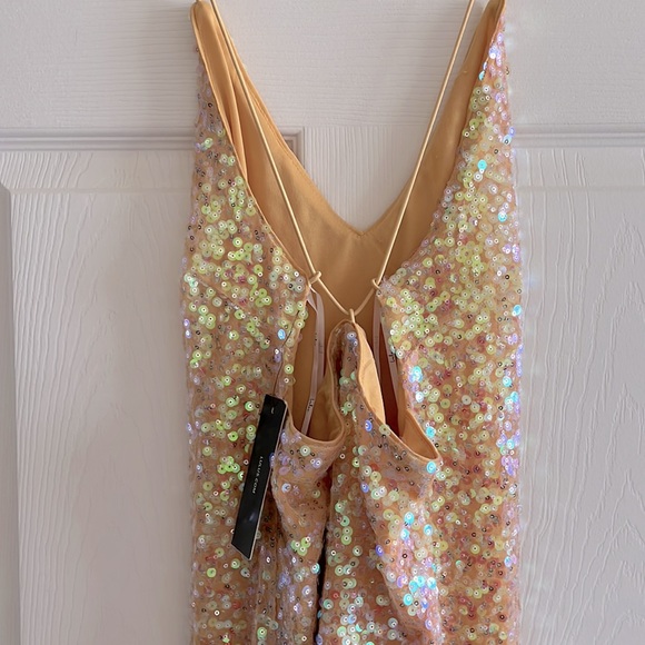 LULU’s Force of Fashion Peach Iridescent Backless Sequin Mini Dress - Picture 9 of 11